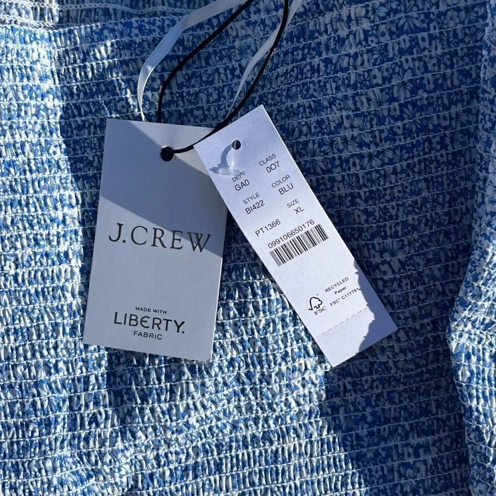 J Crew Smock Organic Cotton Halter Top in Liberty® Jacqueline Blossom Fabric NWT